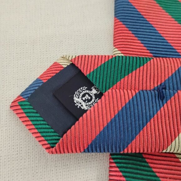 ❤️NWT FACONNABLE MADE IN FRANCE Multi Striped 100% SILK STRIPED NECK TIE - Picture 7 of 9